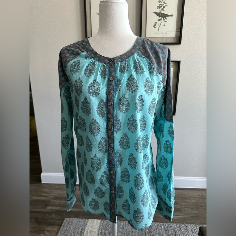 SUNDANCE Women's 100% Cotton Button Up Shirt Top Size M Medium